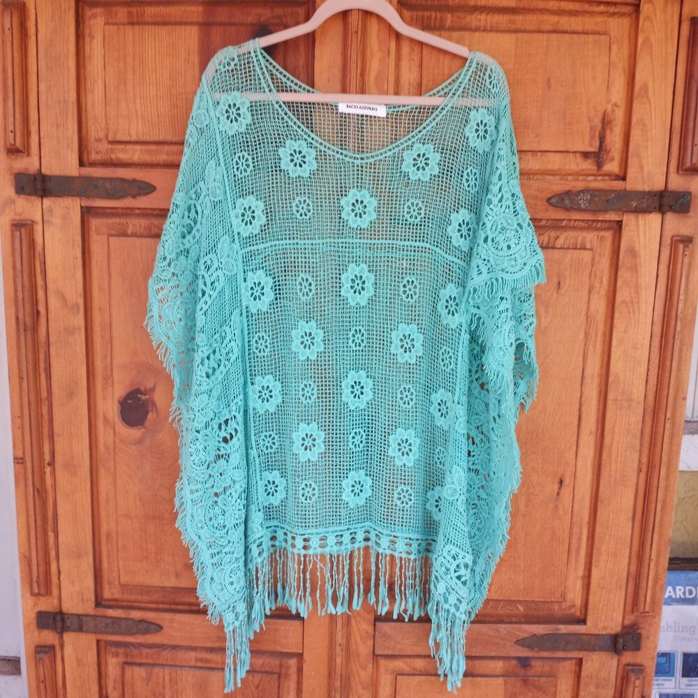 Trendy teal swim coverup